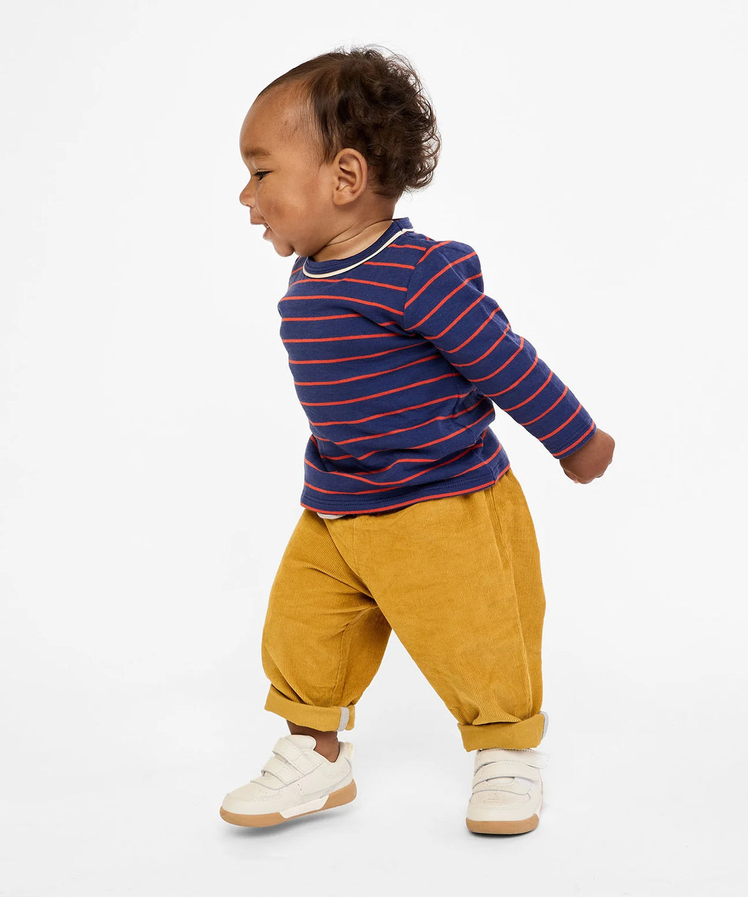 Edward Baby T-Shirt, Navy Fine Stripe