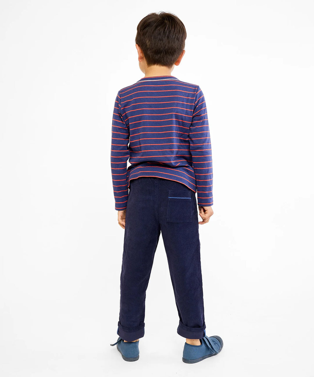 Edward T-Shirt, Navy Fine Stripe