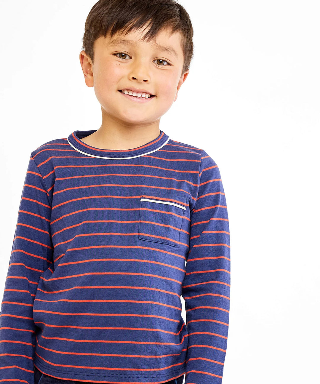 Edward T-Shirt, Navy Fine Stripe