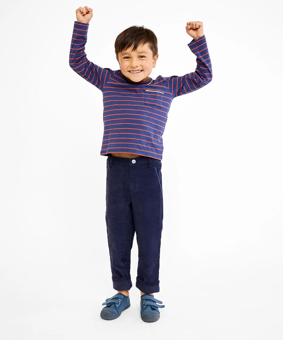 Edward T-Shirt, Navy Fine Stripe