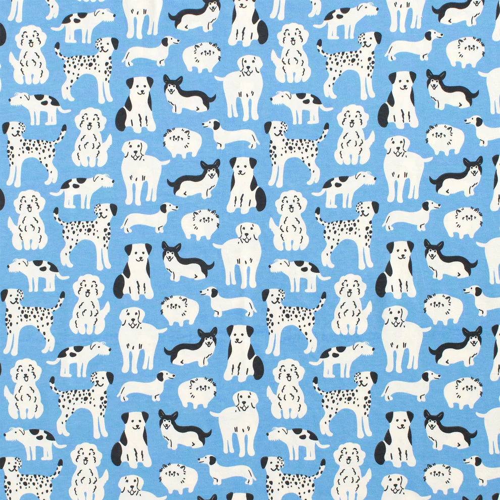 L/S Romper, Dog Parade Blue