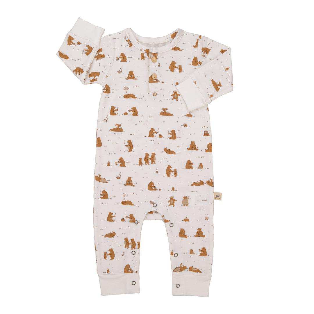 Buttons Jumpsuit, Cozy Bears - Ivory