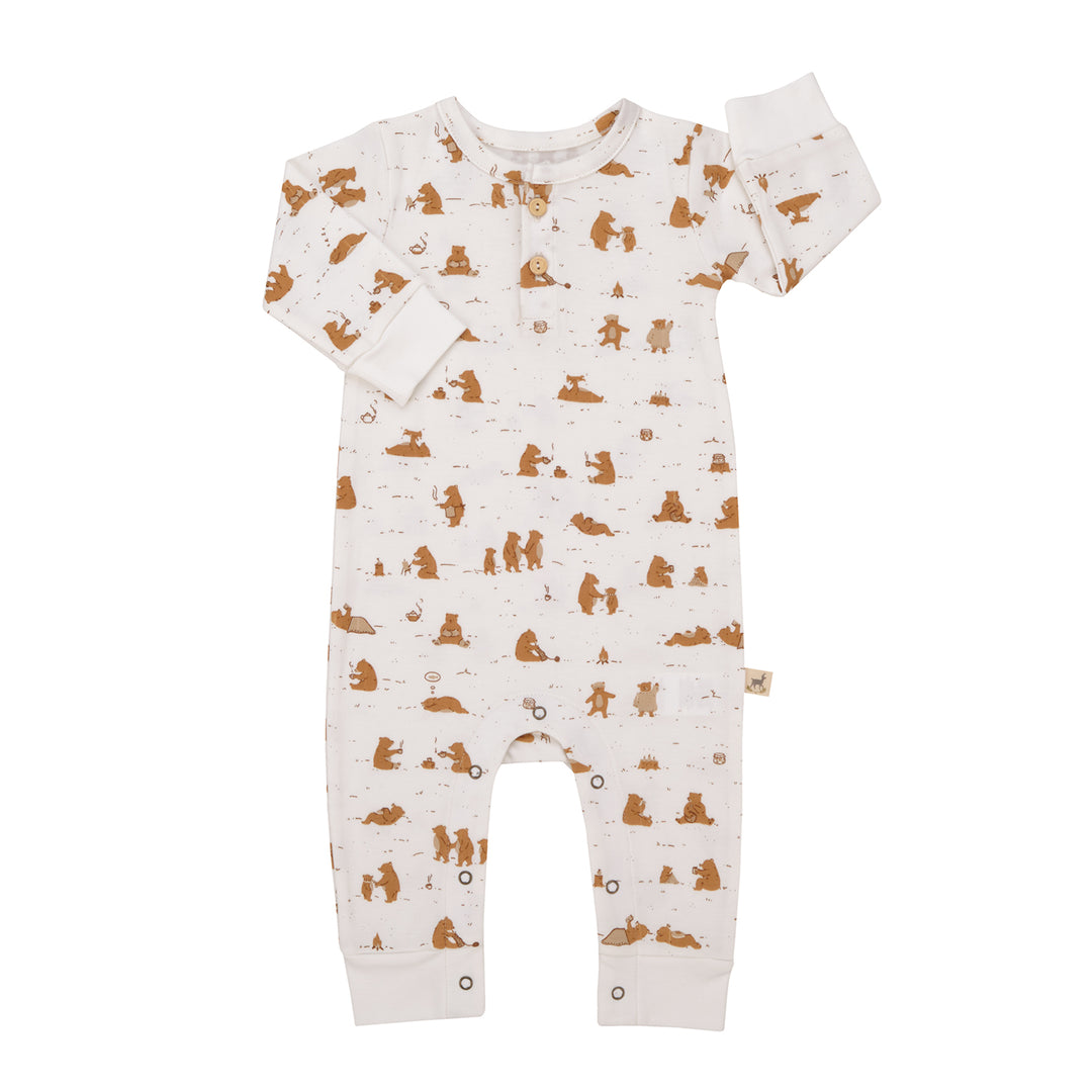 Buttons Jumpsuit, Cozy Bears - Ivory