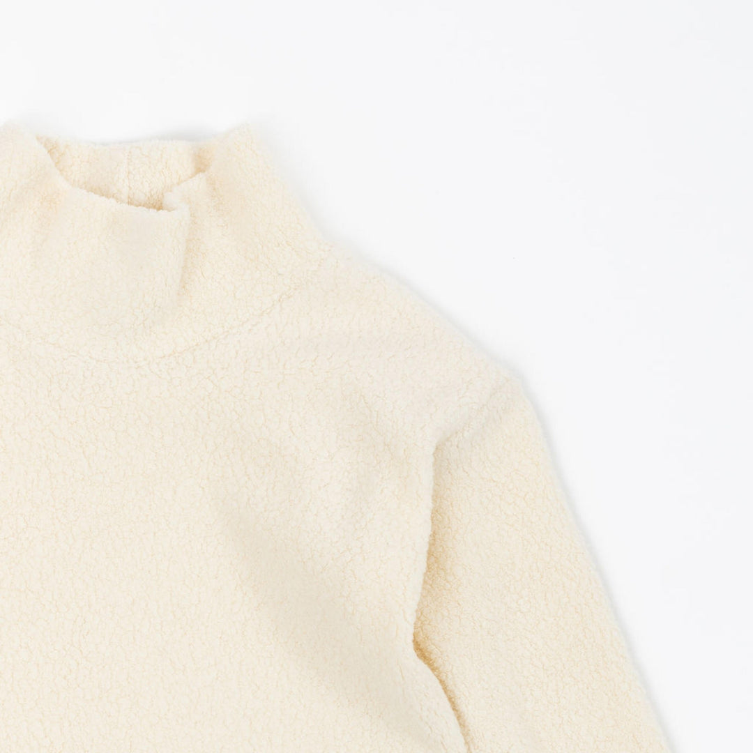 Funnel Cropped Sweatshirt, Cream Sherpa