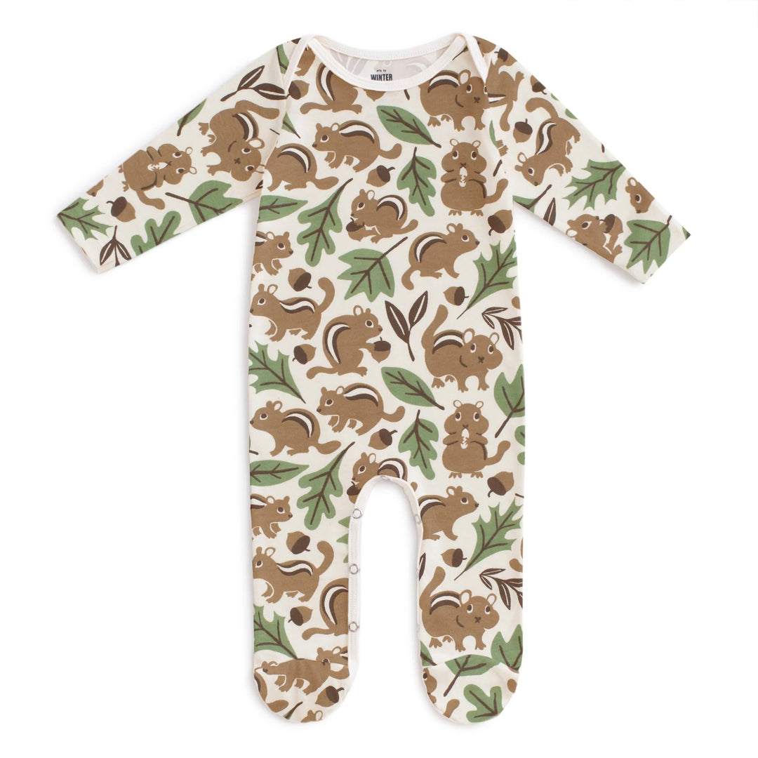 Footed Romper, Chipmunks Brown