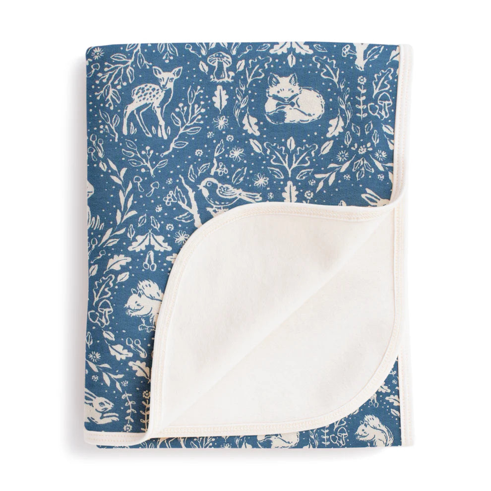 French Terry Blanket, Animal Tapestry Blue
