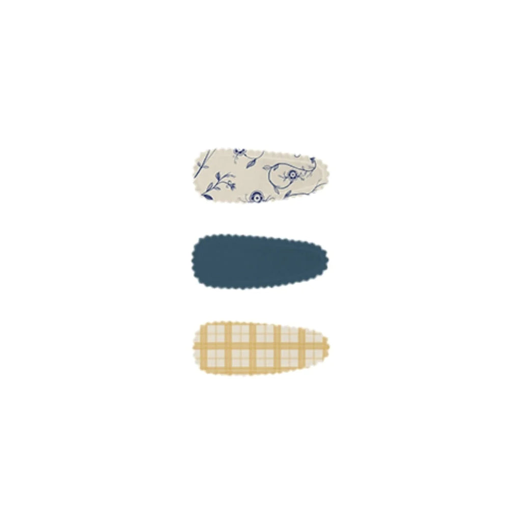 Fabric Snap Clips Set of 3, Scandi Floral + Buckwheat Plaid