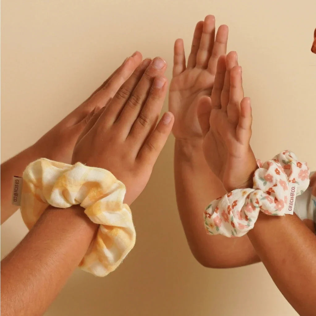 Hair Scrunchies Set of 2, Sunset Meadow