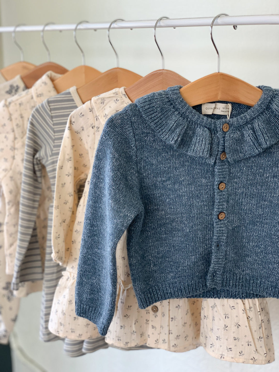 Ruffle Collar Cardigan, Ocean
