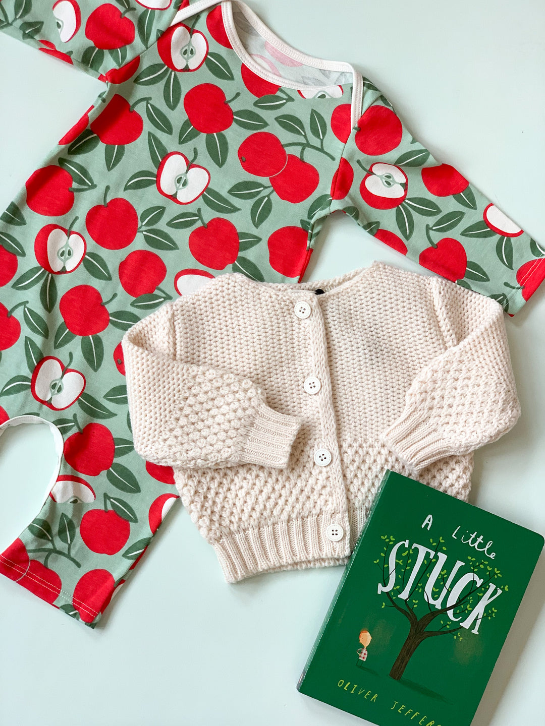 L/S Romper, Apples Red & Green
