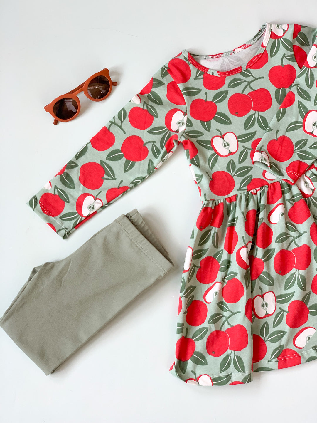 Calgary Dress, Apples Red & Green