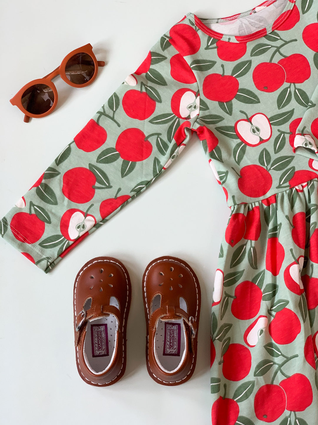 Calgary Dress, Apples Red & Green