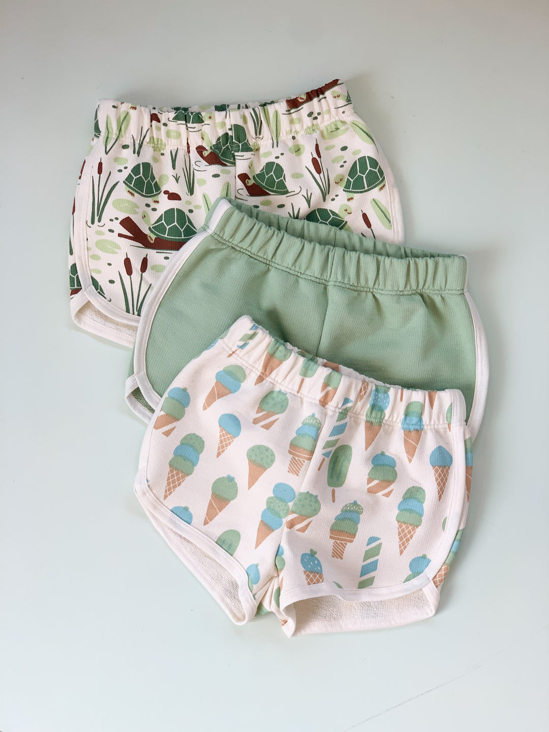 French Terry Shorts, Ice Cream Mint & Blue