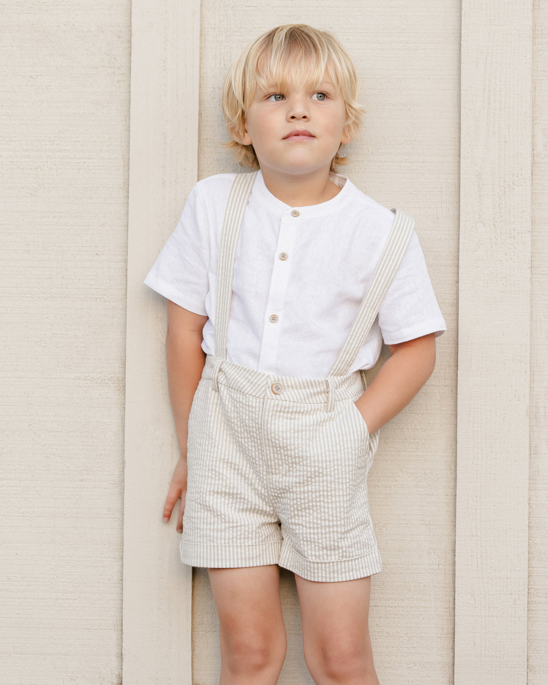 Suspender Short, Sage Stripe