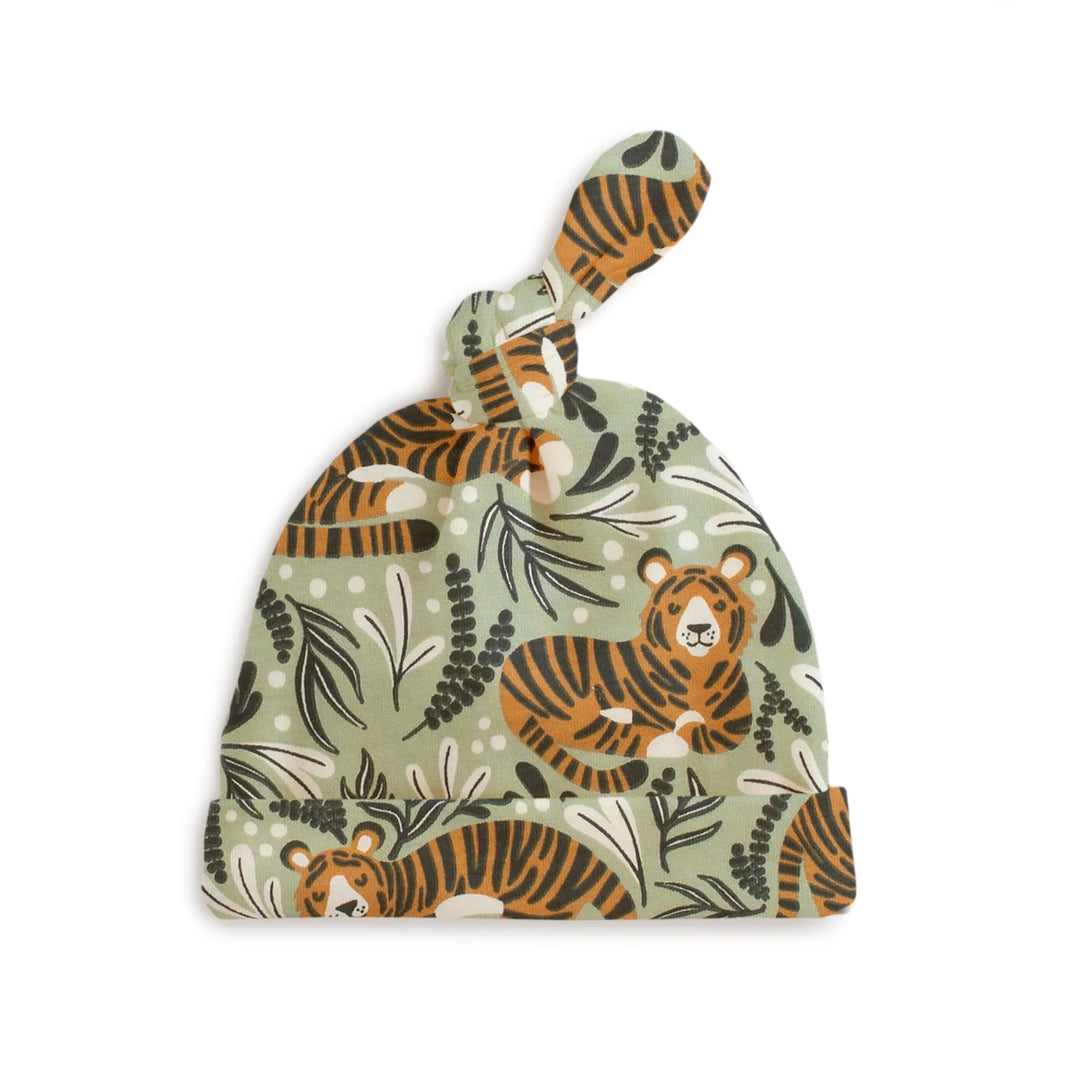 Knotted Baby Hat, Dreaming Tigers Green