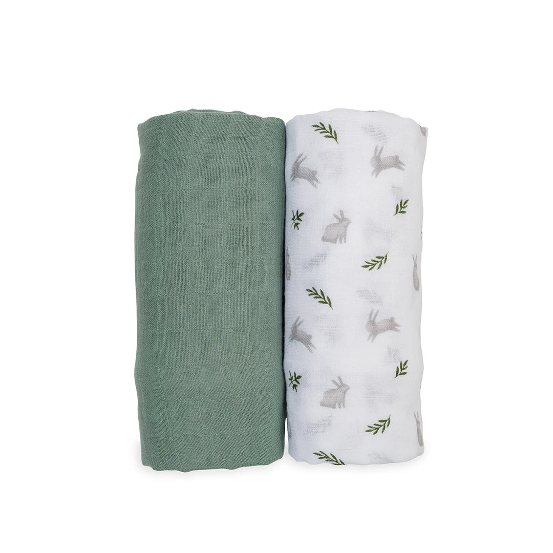 Cotton Swaddle 2 Pack, Bunnies & Fern