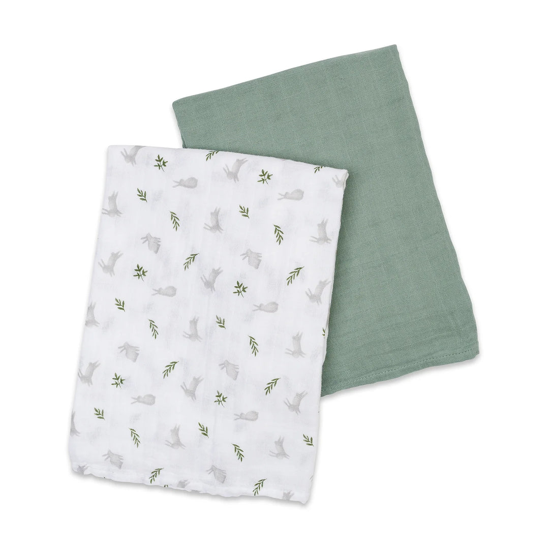 Cotton Swaddle 2 Pack, Bunnies & Fern