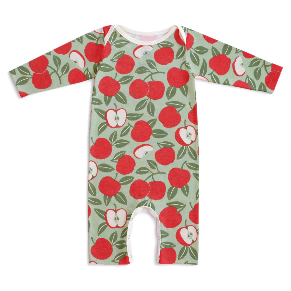 L/S Romper, Apples Red & Green