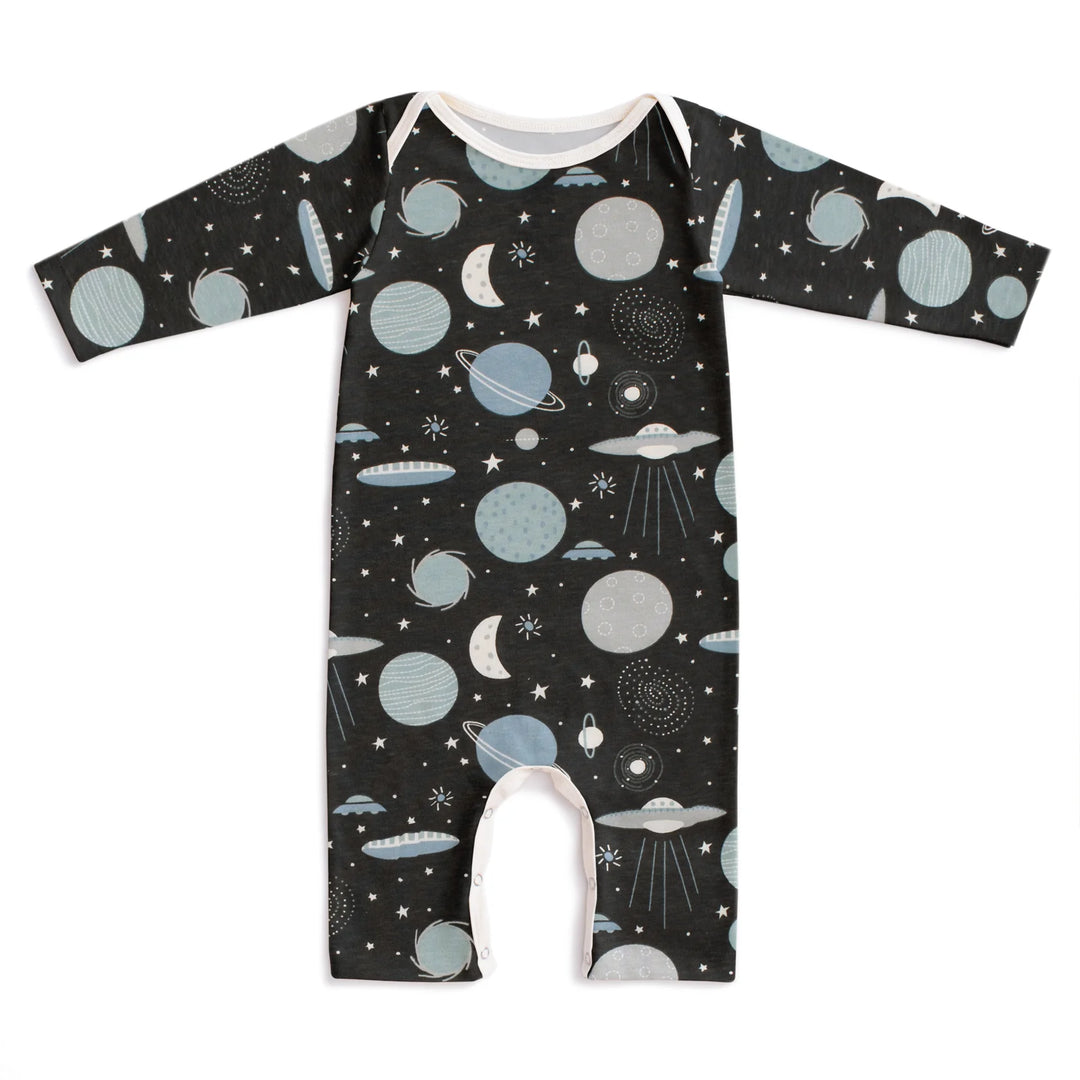 L/S Romper, Space Charcoal