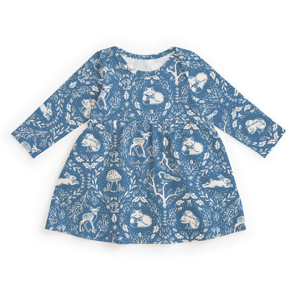 Lausanne Baby Dress, Animal Tapestry Blue