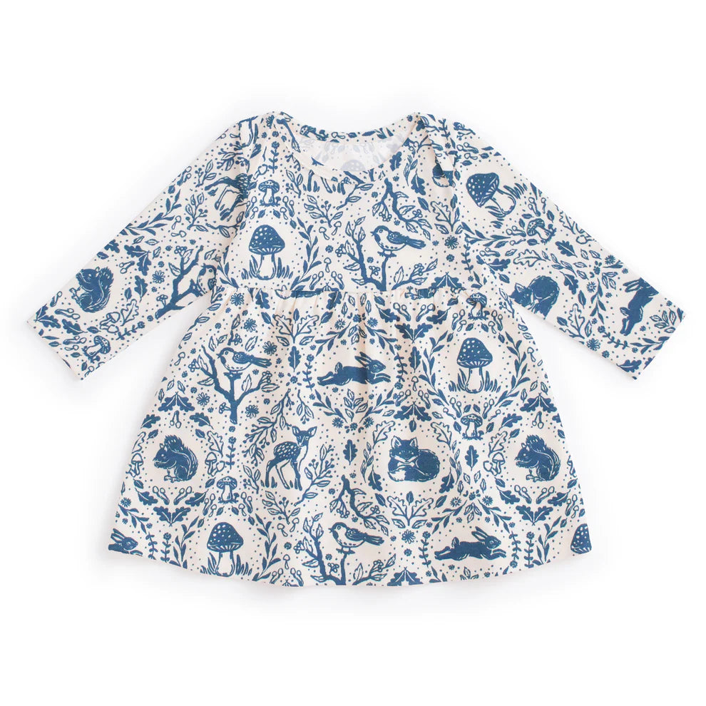 Lausanne Baby Dress, Animal Tapestry Delft Blue