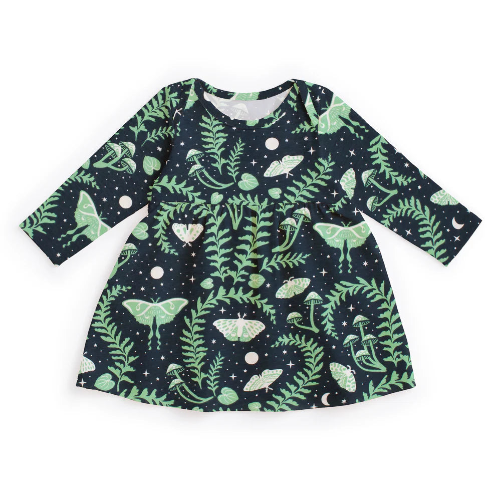 Lausanne Baby Dress, Luna Moths Night Sky