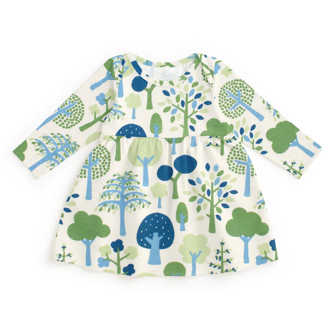 Lausanne Baby Dress, Trees Blue & Green