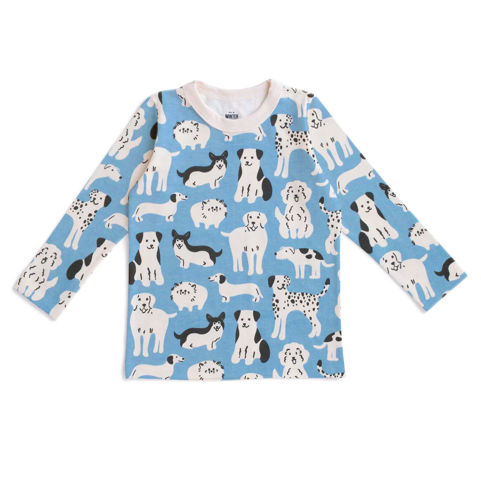 L/S Tee, Dog Parade Blue