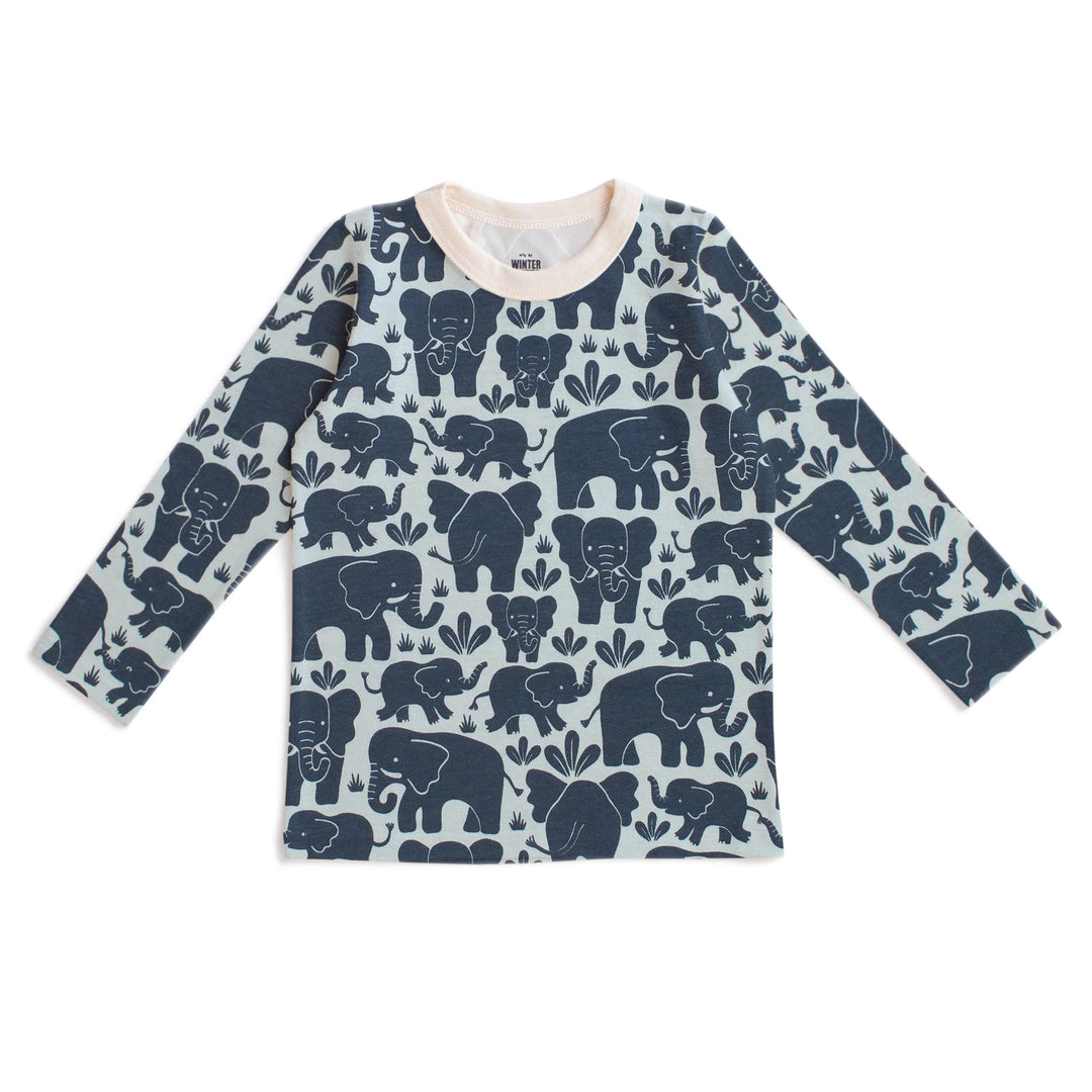 L/S Tee, Elephant Herd Navy