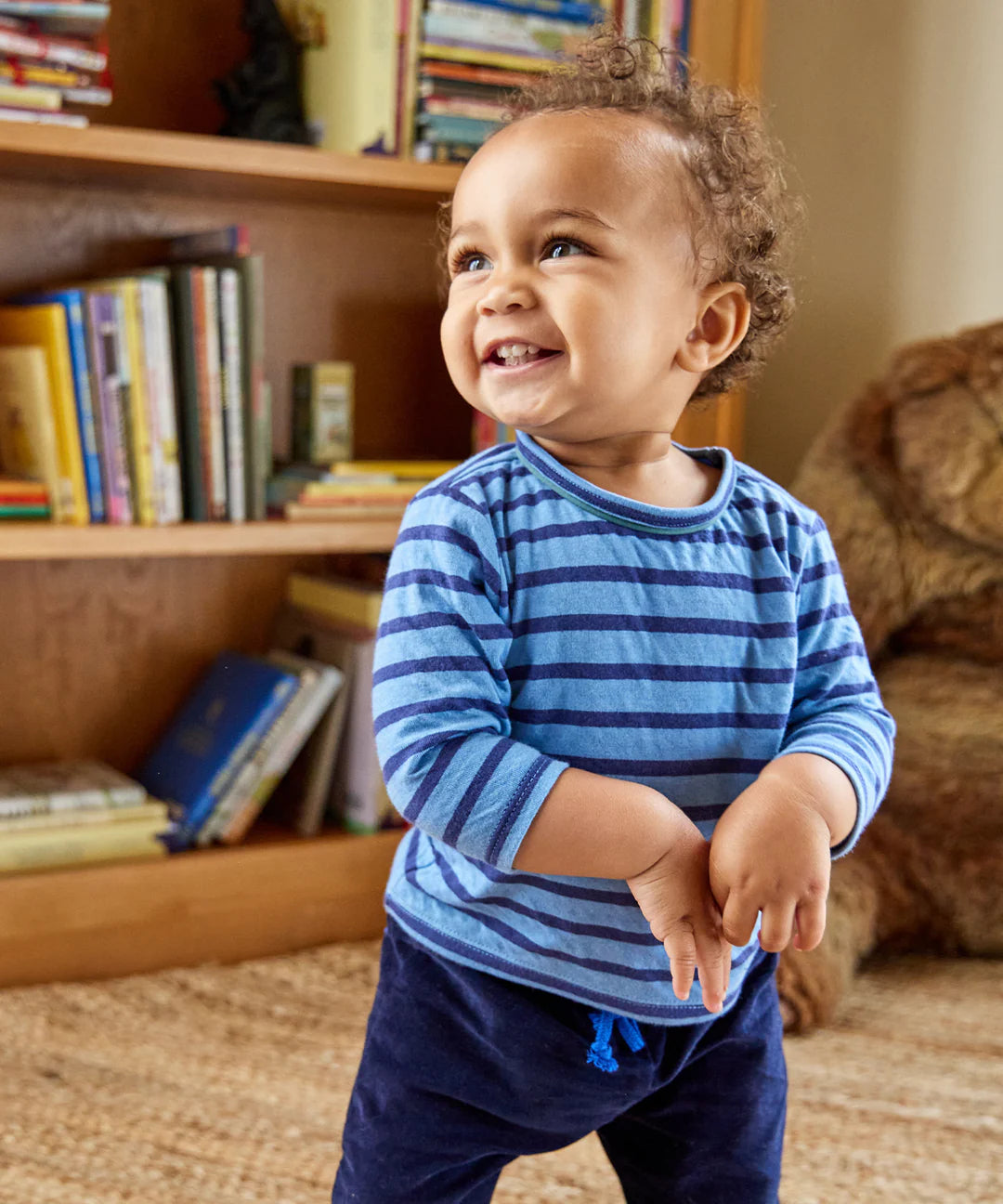 Edward Baby T-Shirt, Ocean Stripe