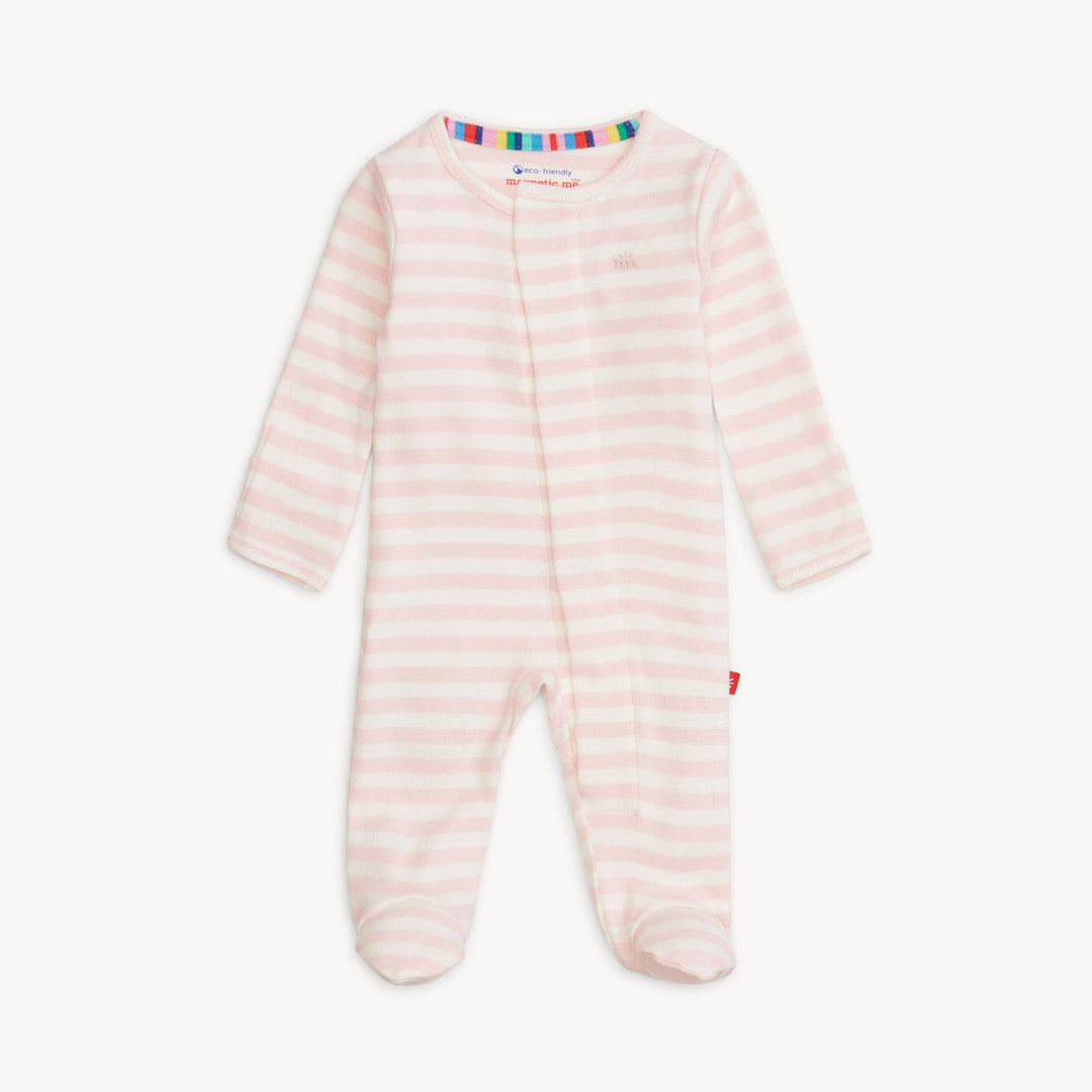 Organic Cotton Footie, Pink Stripe