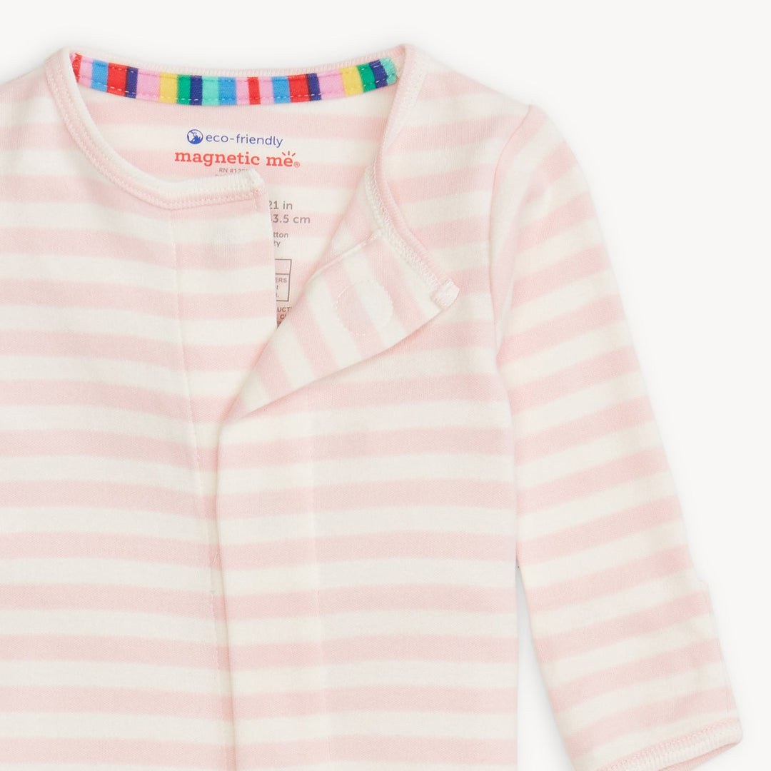 Organic Cotton Footie, Pink Stripe