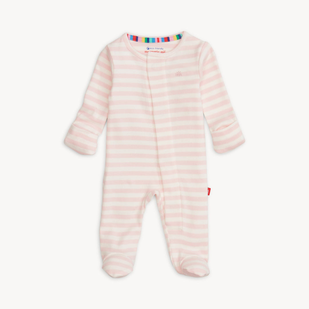 Organic Cotton Footie, Pink Stripe