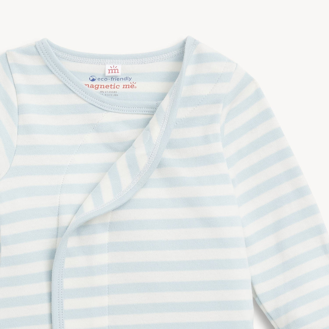Organic Cotton Gown + Hat Set, Blue Stripe