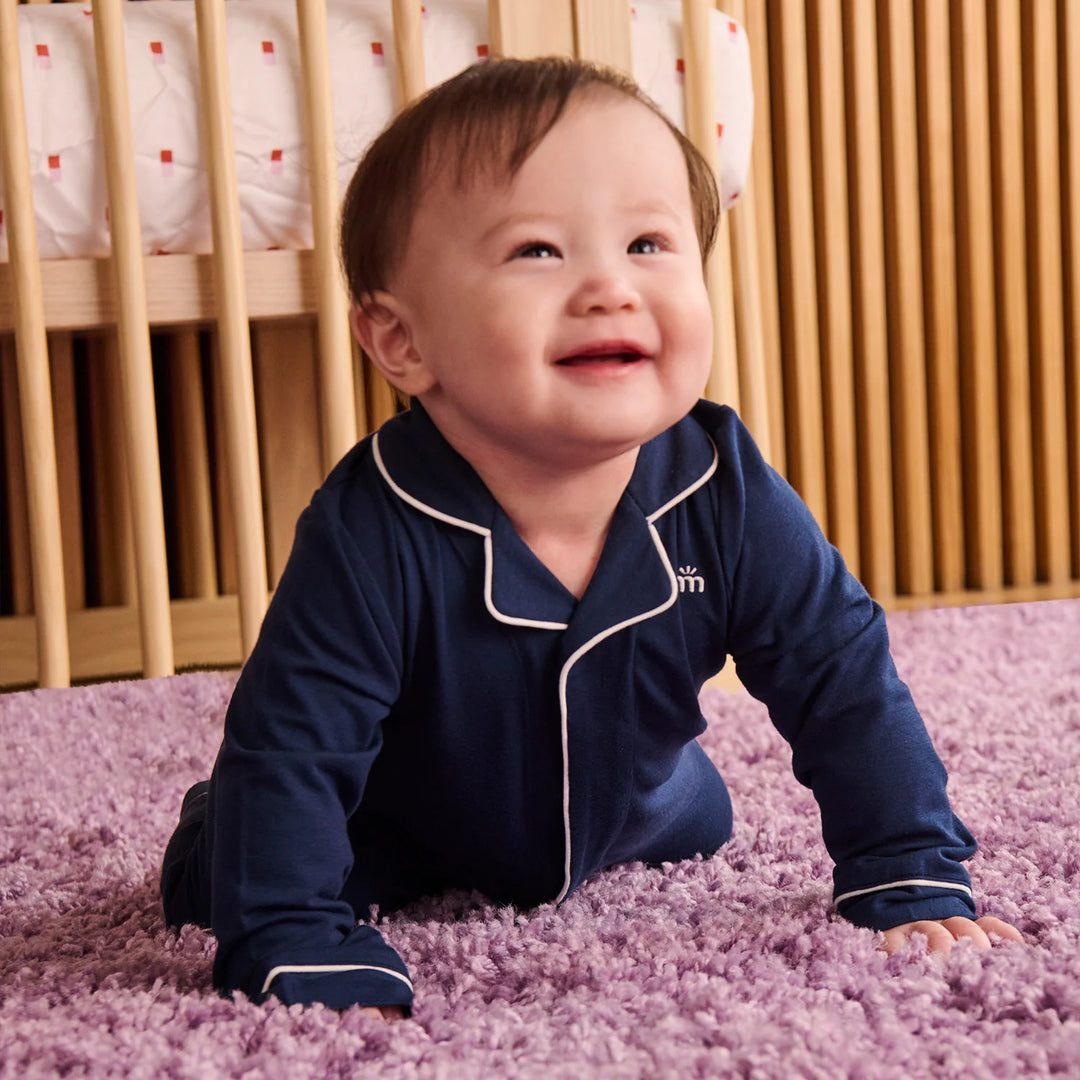 Pant Romper with Piping, Navy