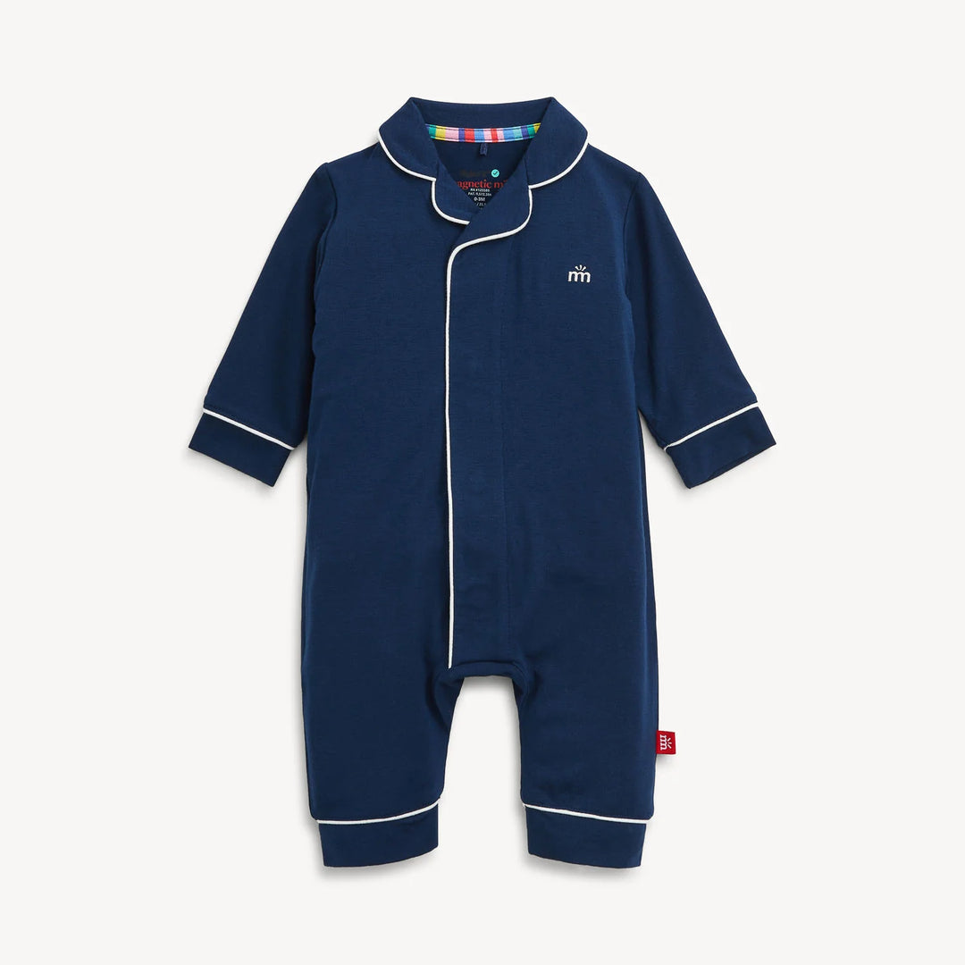 Pant Romper with Piping, Navy