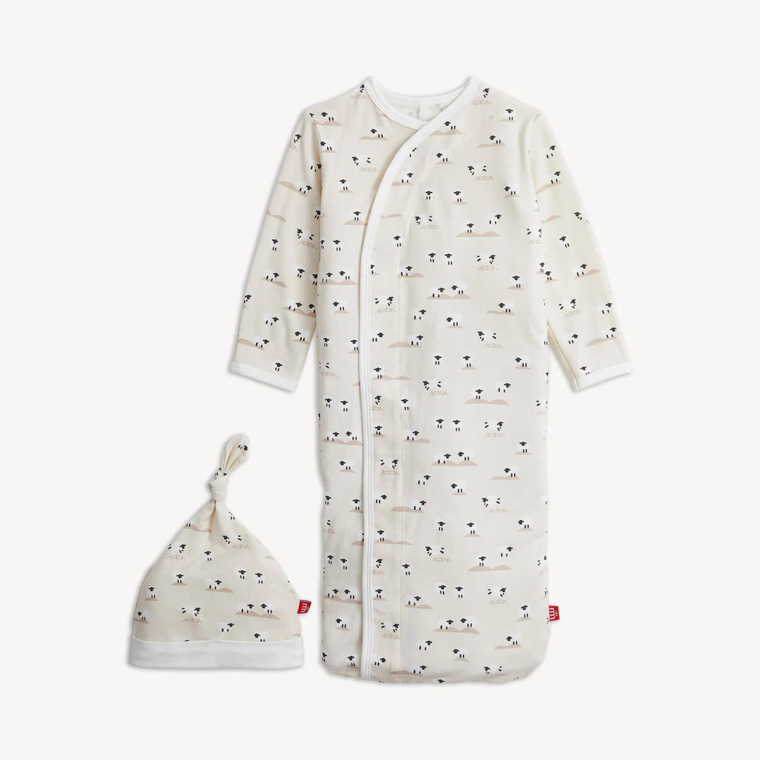 Modal Gown + Hat Set, Baa Baa Baby Cream