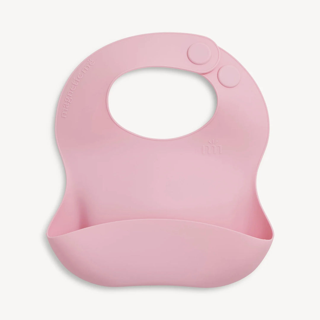 Magnetic Silicone Bib, Nursery Pink