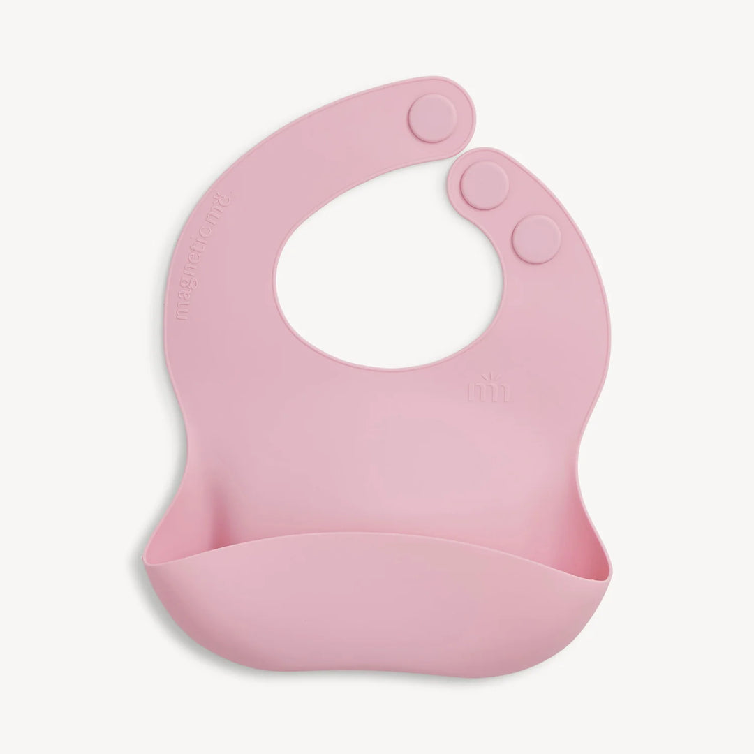 Magnetic Silicone Bib, Nursery Pink