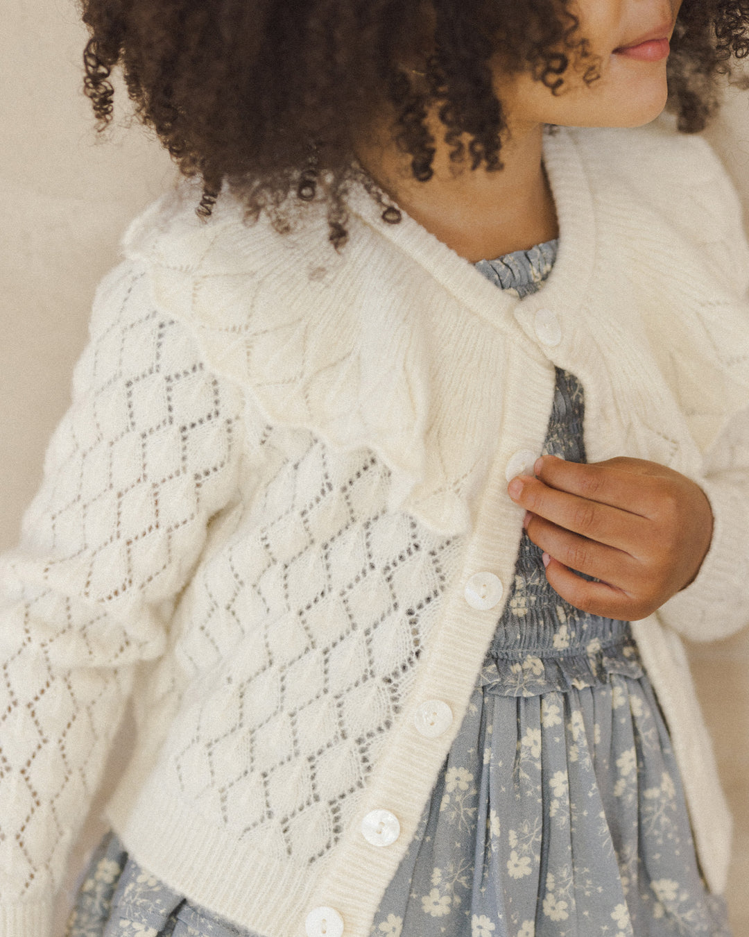 Ruffle Cardigan, Ivory