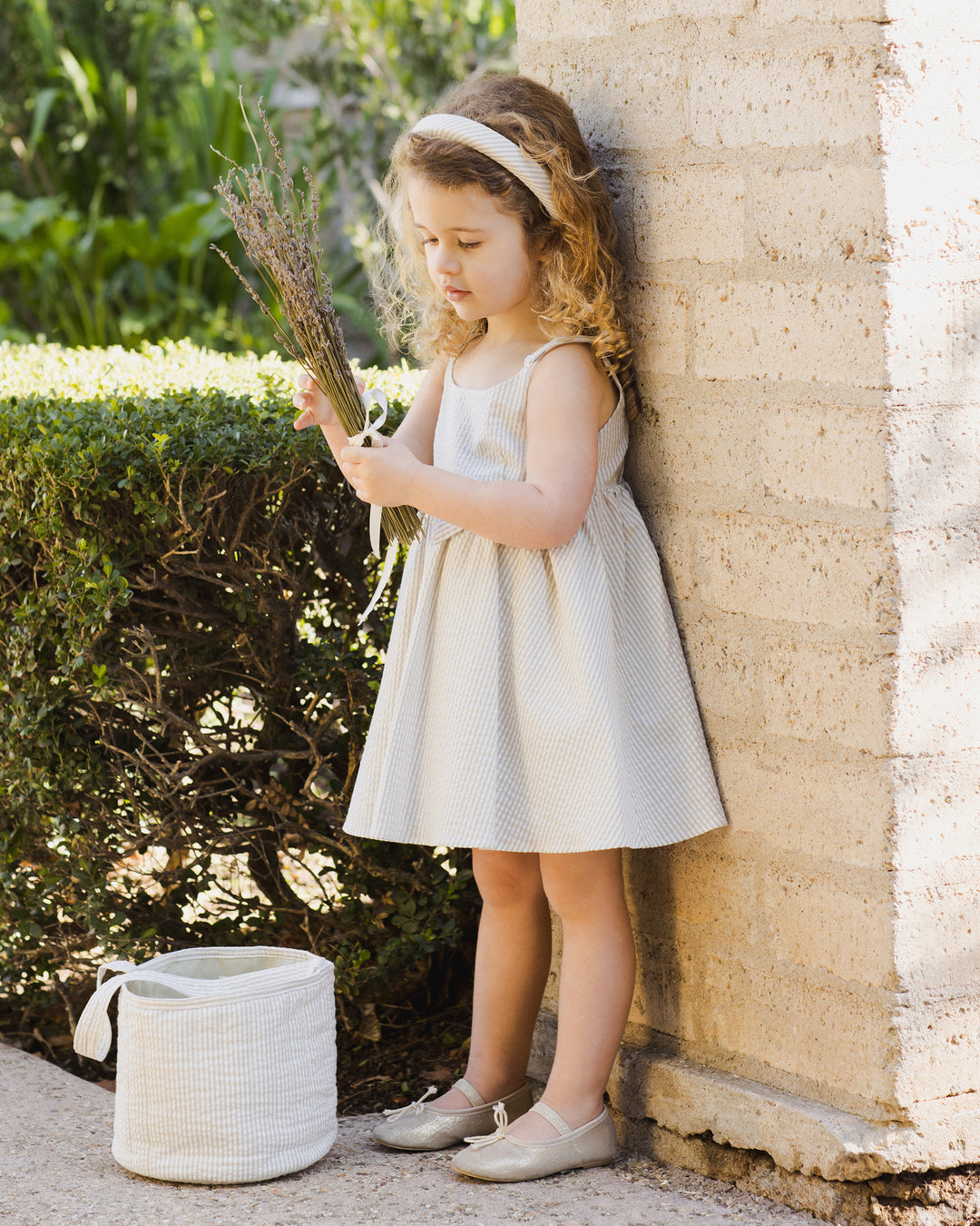 Betsy Dress, Sage Stripe