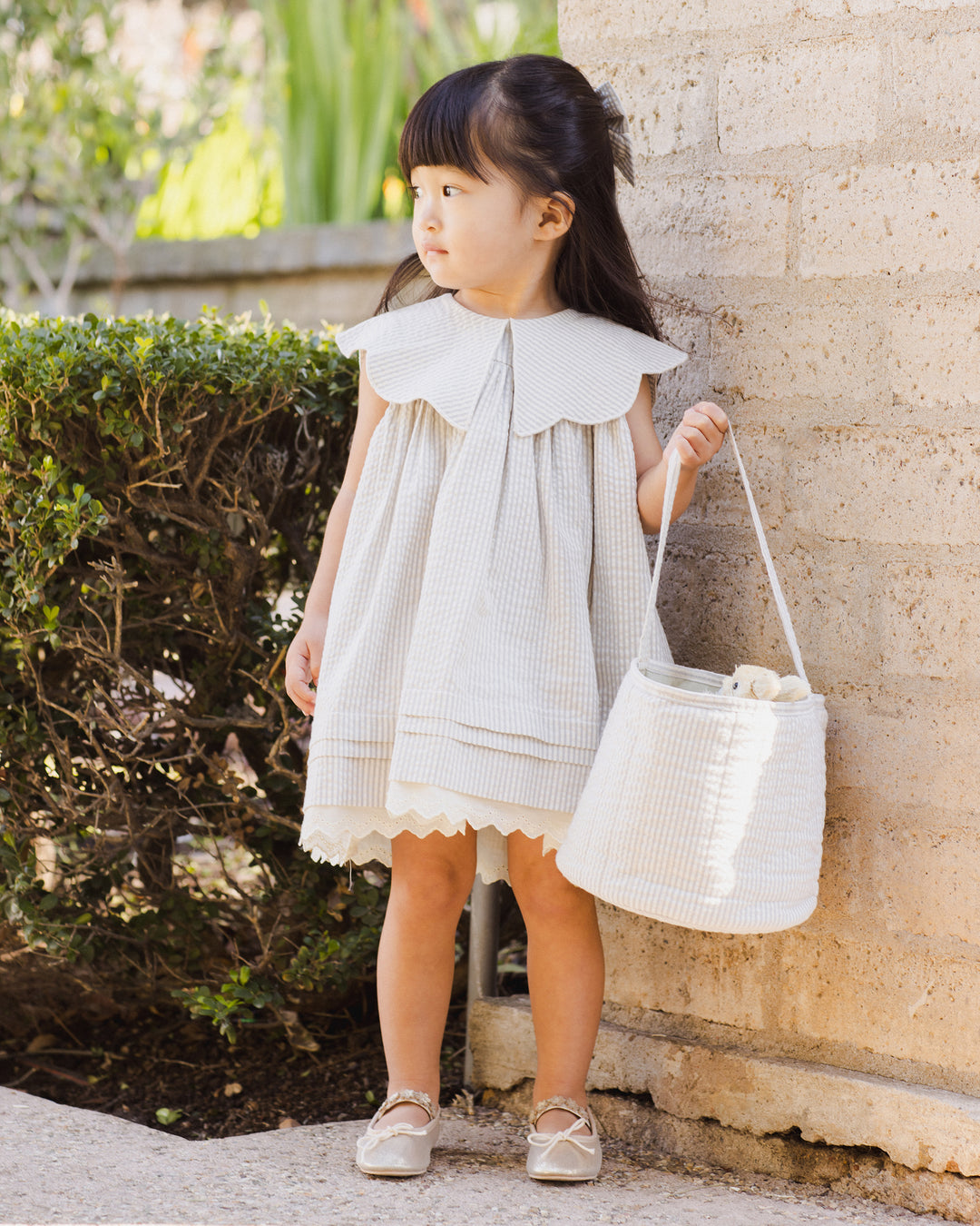 Florence Dress, Sage Stripe