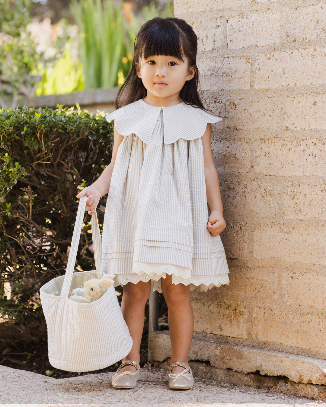 Florence Dress, Sage Stripe