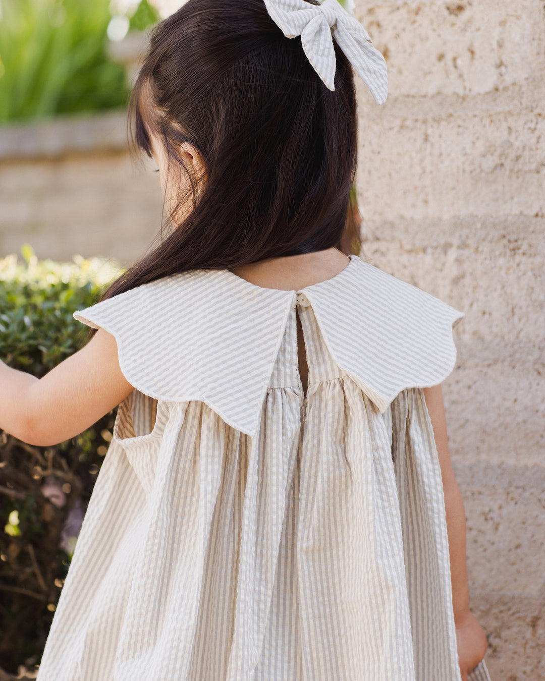 Florence Dress, Sage Stripe