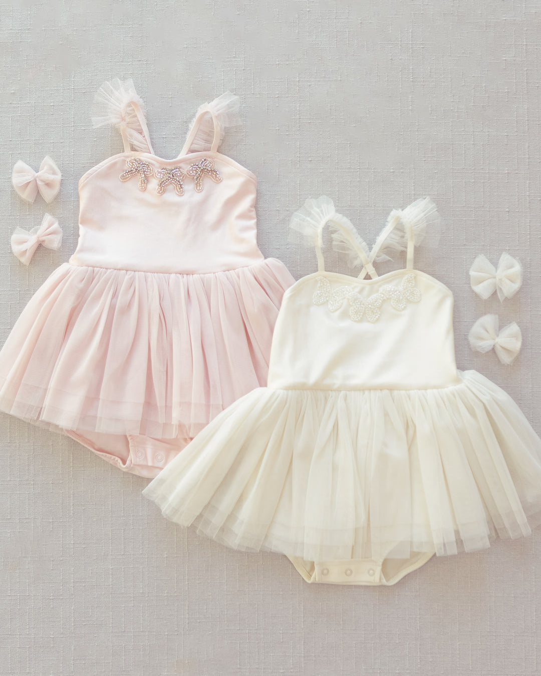 Flutter Tulle Clips, Ivory