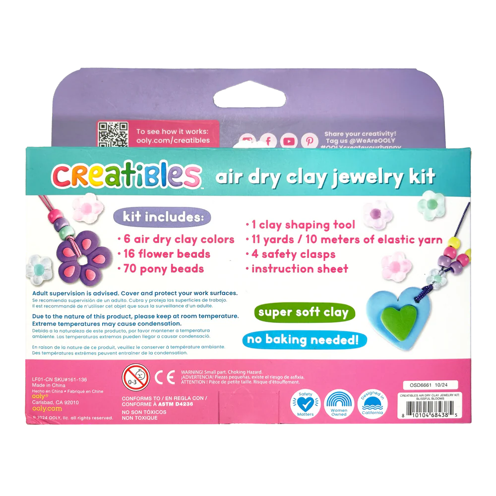 Creatibles Air Dry Clay Jewelry Kit - Blissful Blooms