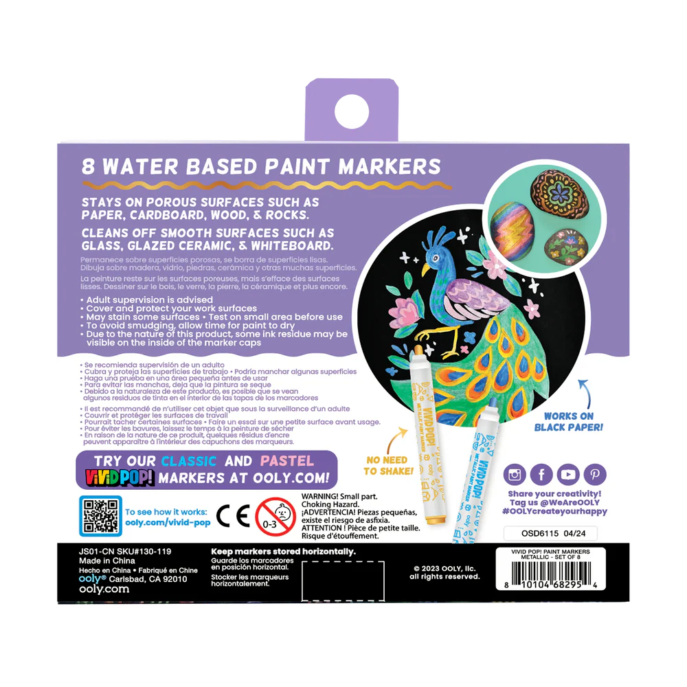 Vivid Pop! Opaque Water-Based Paint Markers-Metallic