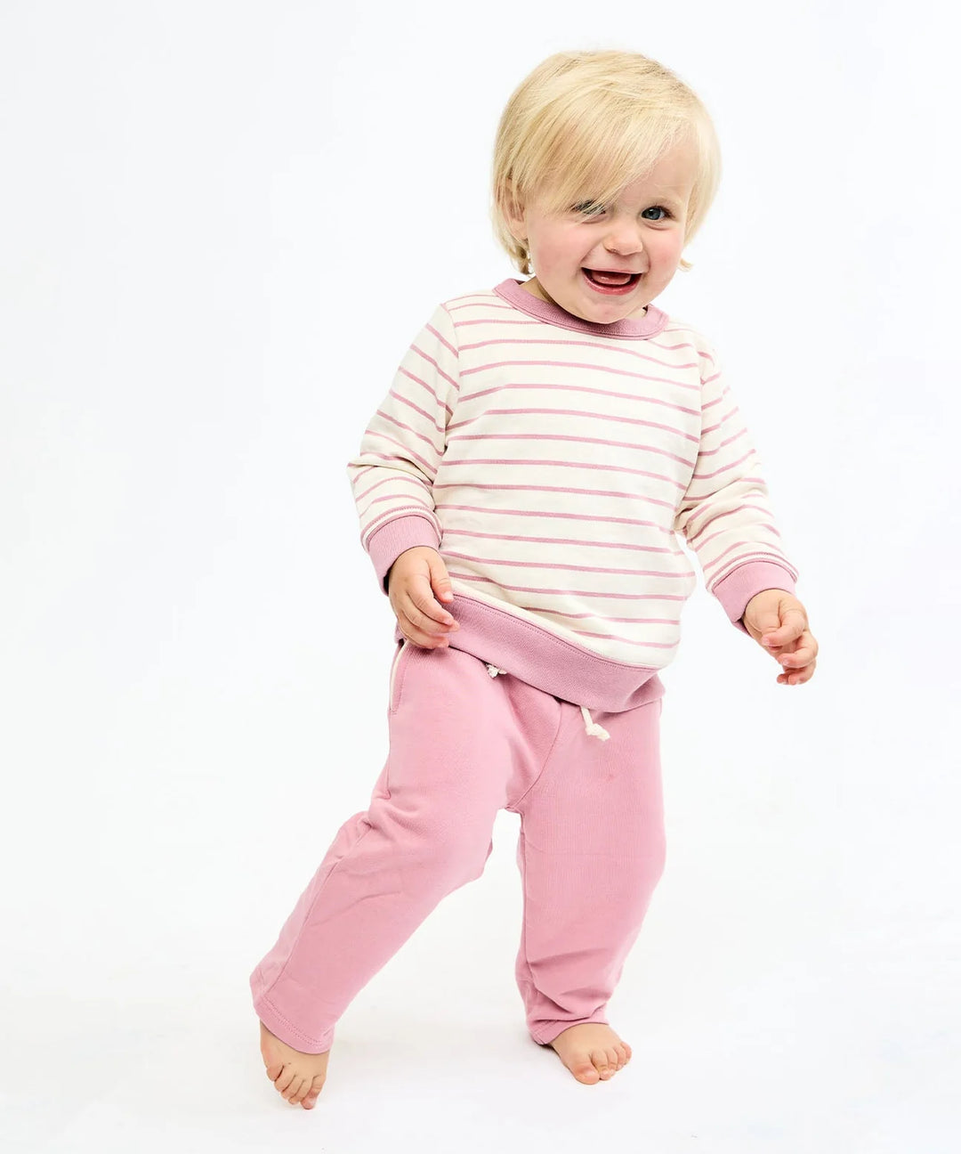 Remy Baby Sweatshirt, Rose French Stripe