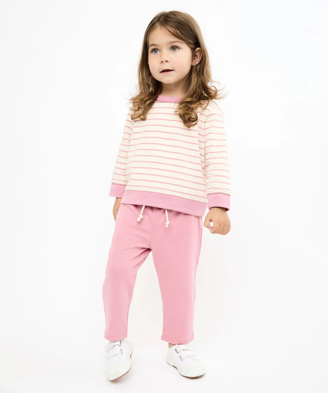 Remy Baby Sweatshirt, Rose French Stripe