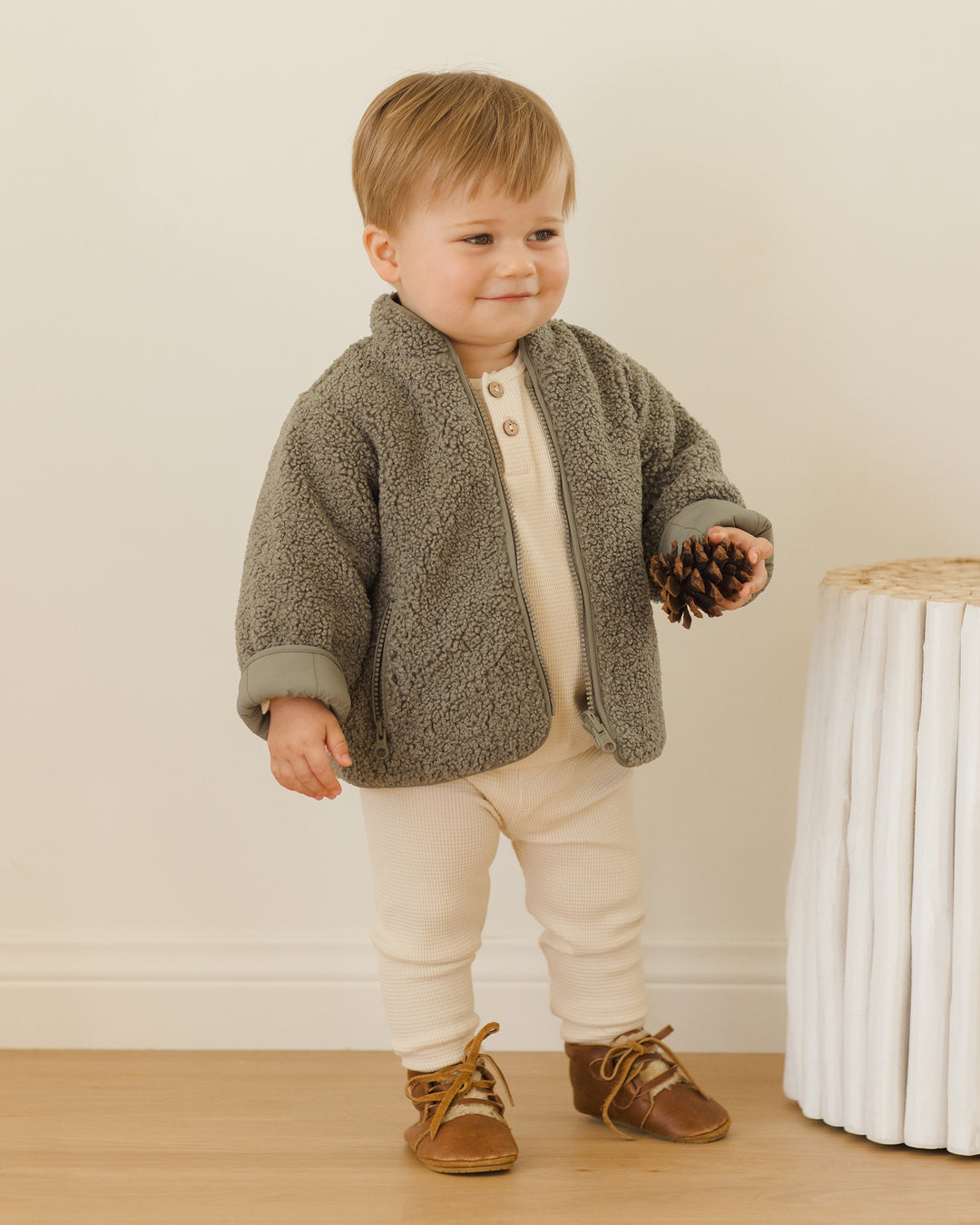 Shearling Zip Jacket, Forest